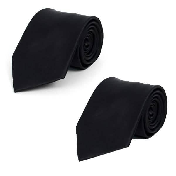 Poly Solid Satin Tie Men's Accessories Black 2-Pack - DailySale