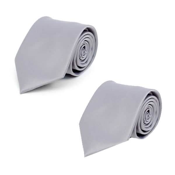Poly Solid Satin Tie Men's Accessories Gray 2-Pack - DailySale