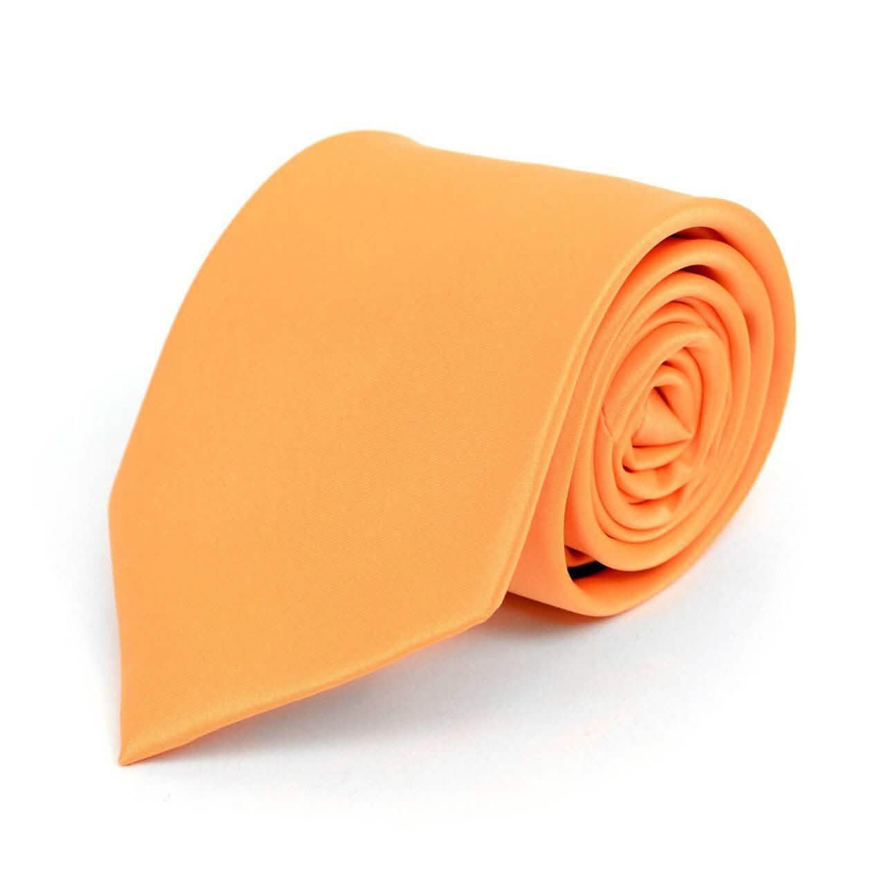 Poly Solid Satin Tie Men's Accessories Orange 1-Pack - DailySale
