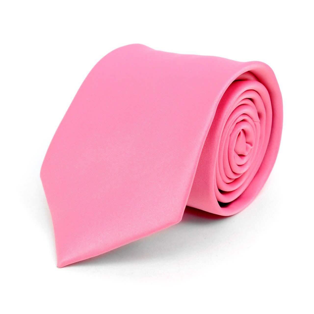 Poly Solid Satin Tie Men's Accessories Pink 1-Pack - DailySale