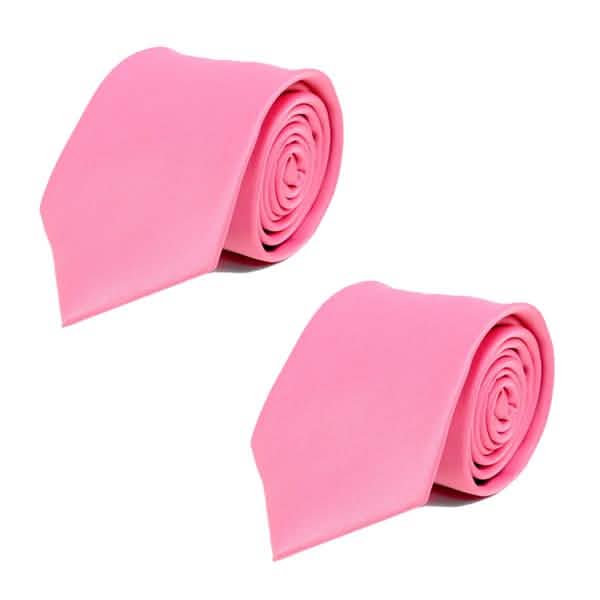 Poly Solid Satin Tie Men's Accessories Pink 2-Pack - DailySale