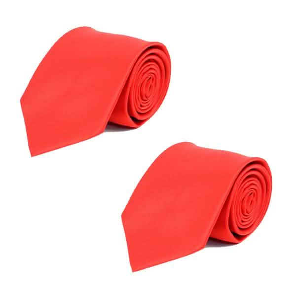 Poly Solid Satin Tie Men's Accessories Red 2-Pack - DailySale