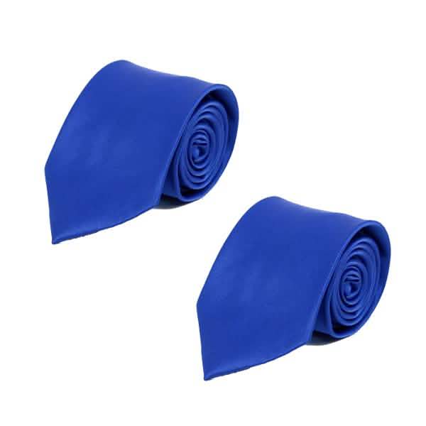 Poly Solid Satin Tie Men's Accessories Royal Blue 2-Pack - DailySale