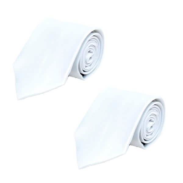 Poly Solid Satin Tie Men's Accessories White 2-Pack - DailySale