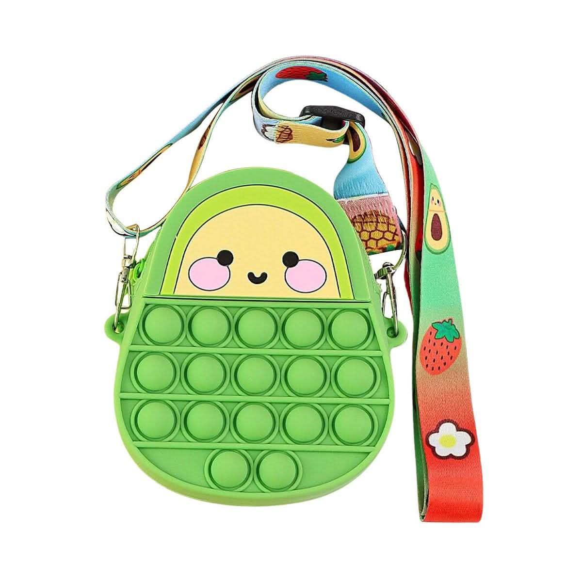 Pop-It Bubble Unicorn And Fruits Fidget Crossbody Handbag Purse Bags & Travel Avocado - DailySale