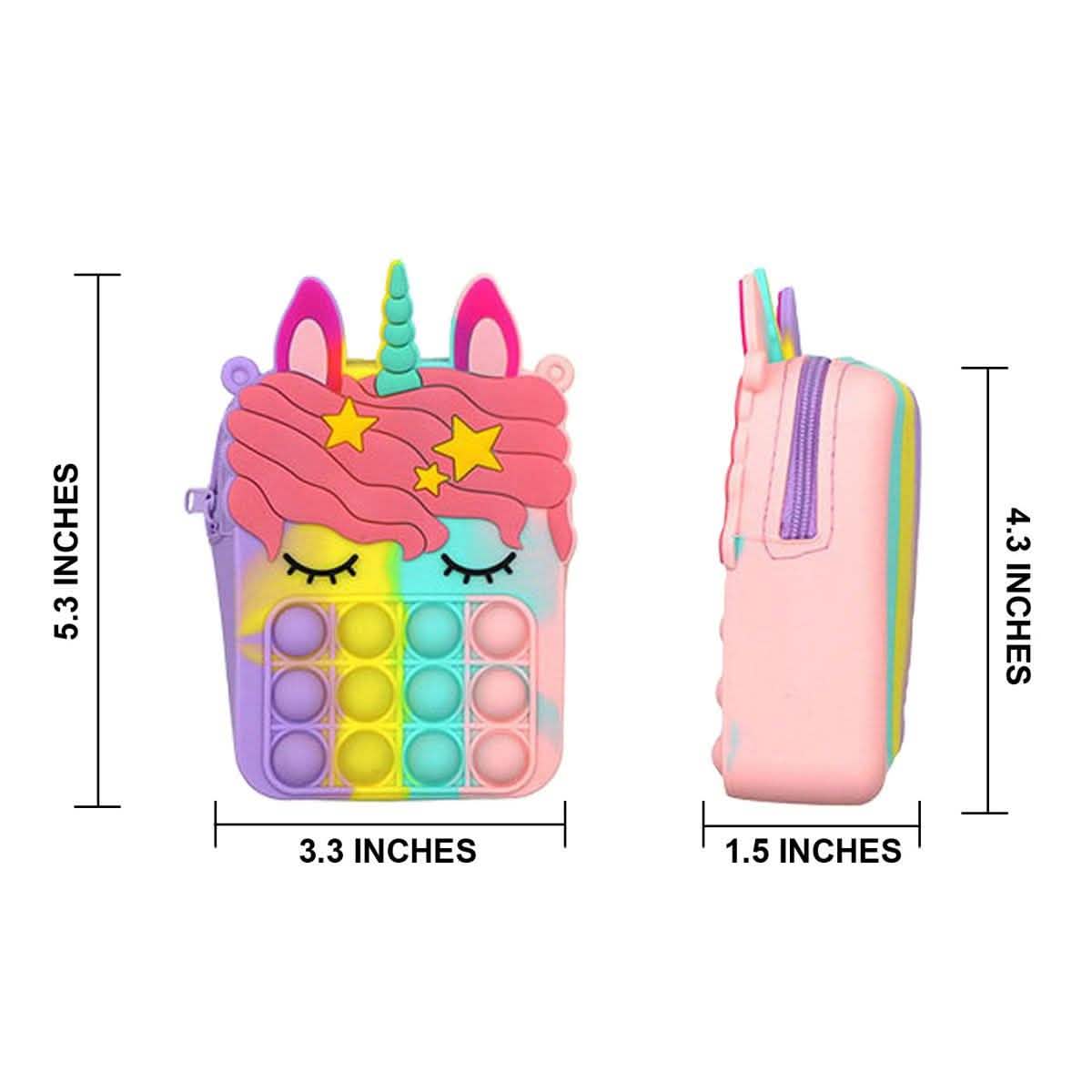 Pop-It Bubble Unicorn And Fruits Fidget Crossbody Handbag Purse Bags & Travel - DailySale