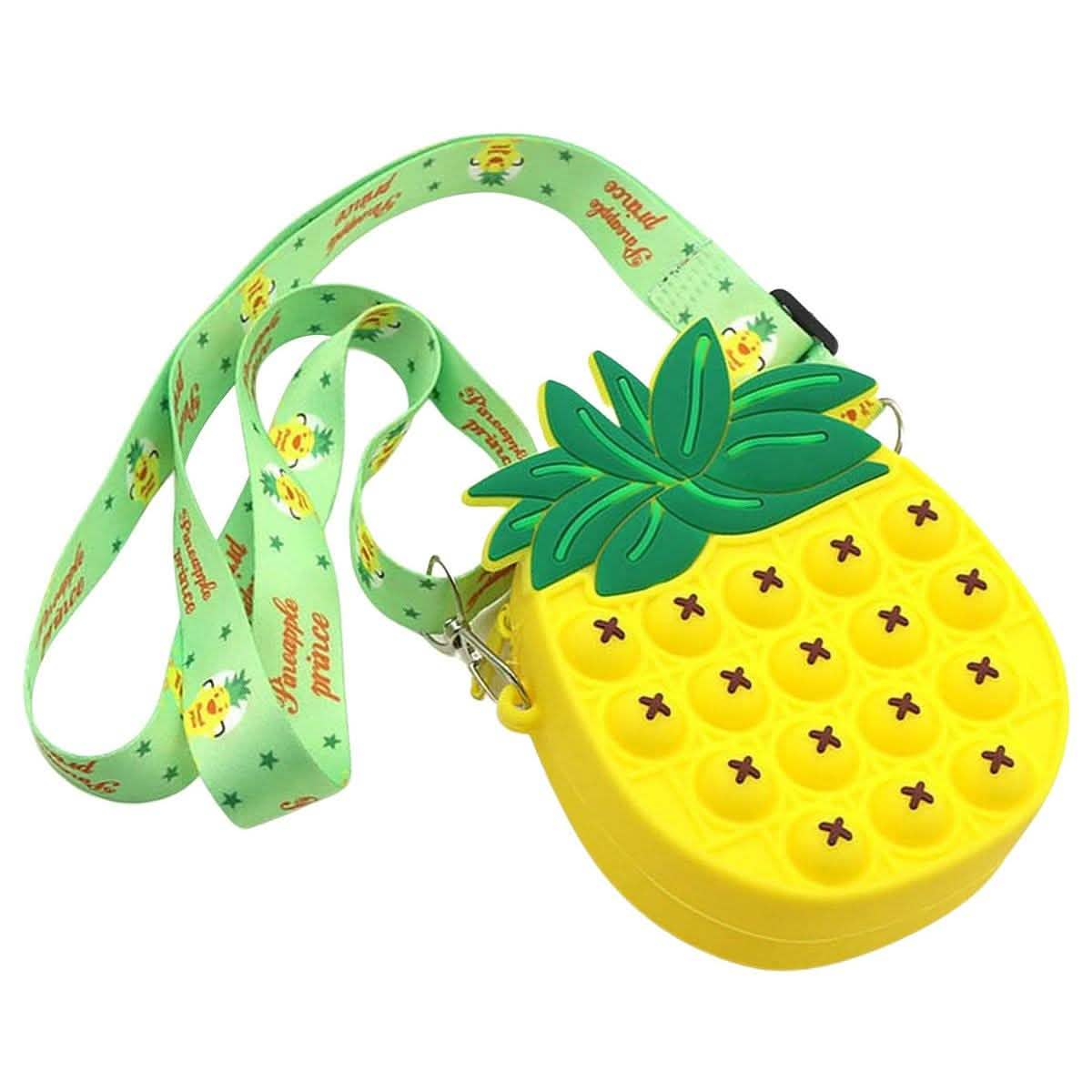 Pop-It Bubble Unicorn And Fruits Fidget Crossbody Handbag Purse Bags & Travel Pineapple - DailySale