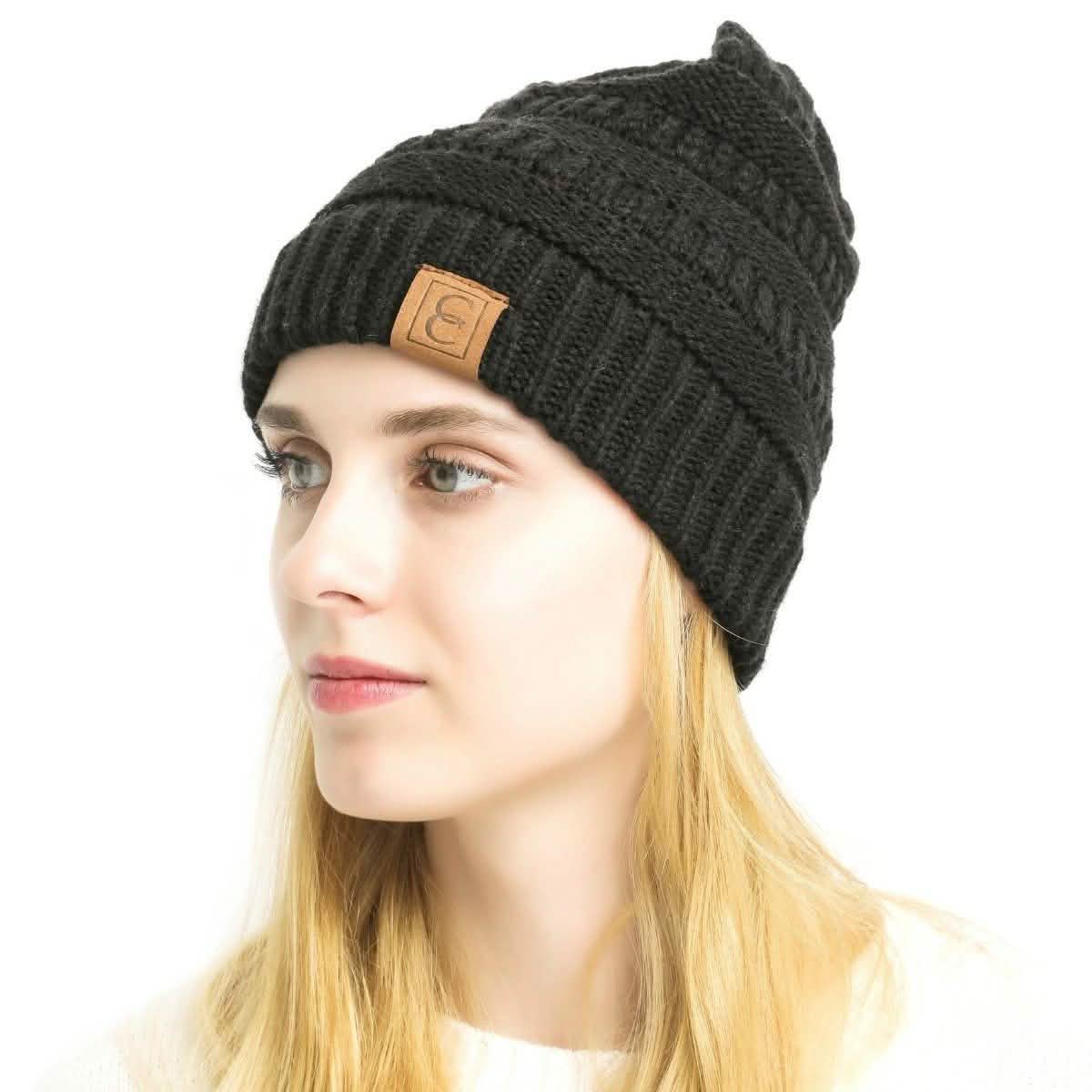 Popular CC Chic Winter Beanie Hat Women's Apparel Black - DailySale