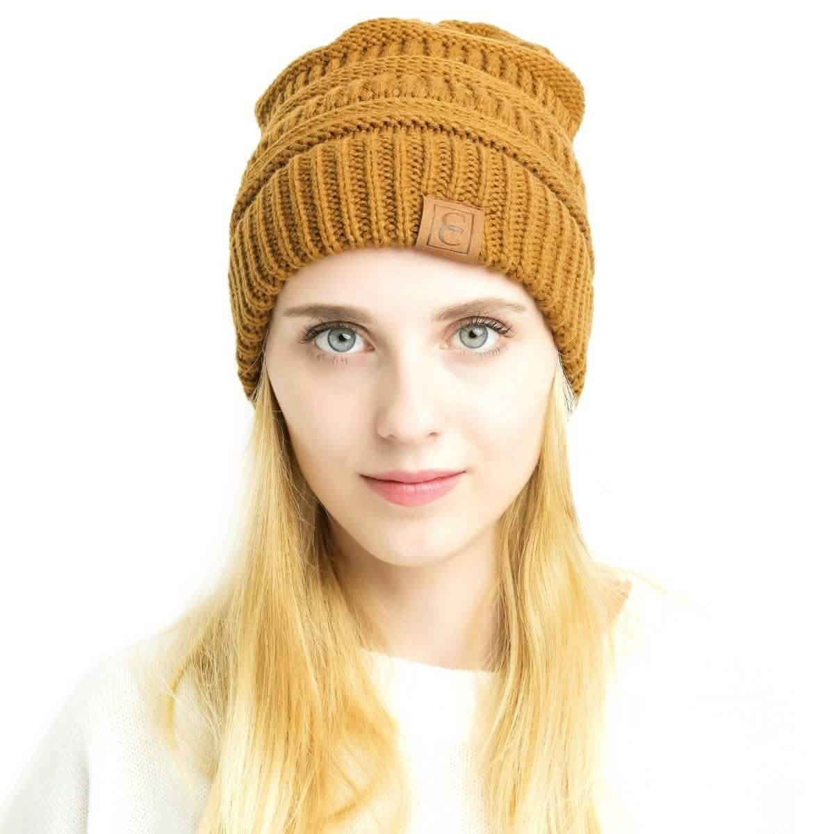Popular CC Chic Winter Beanie Hat Women's Apparel Mustard - DailySale