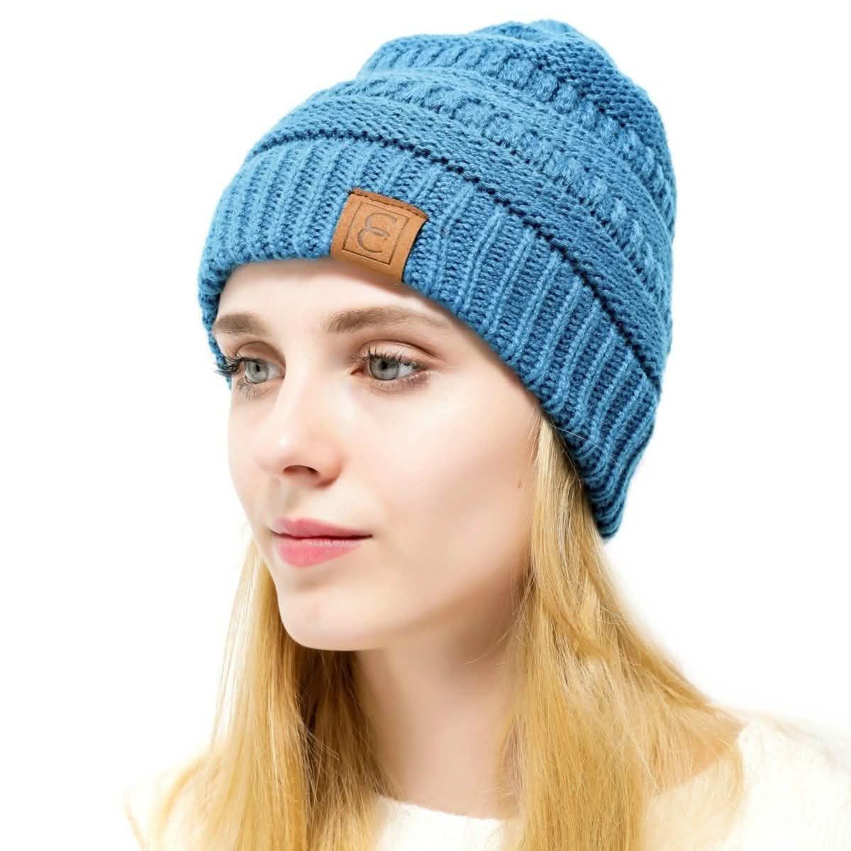 Popular CC Chic Winter Beanie Hat Women's Apparel Turquoise - DailySale
