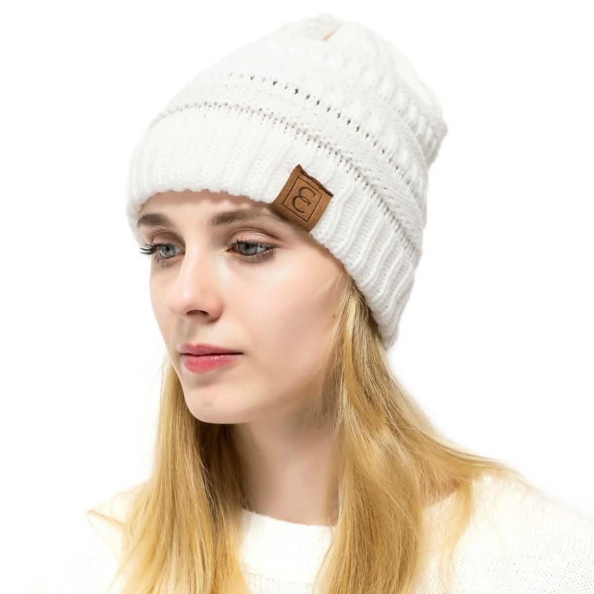 Popular CC Chic Winter Beanie Hat Women's Apparel White - DailySale