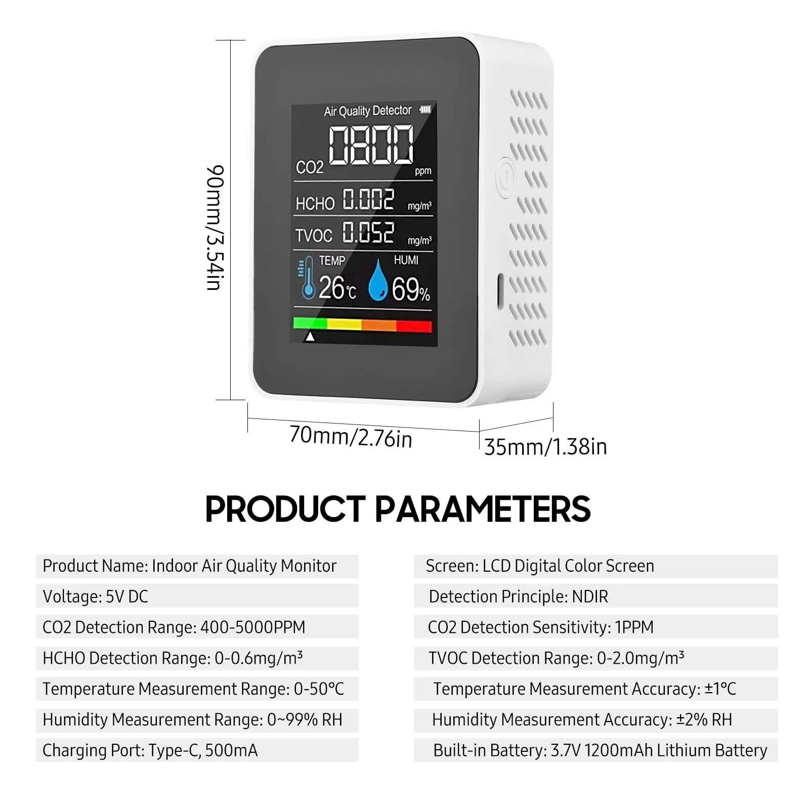 Portable Air Quality Monitor Wellness - DailySale