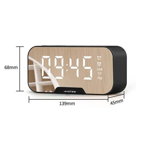 Portable Bluetooth Speaker Mirror Alarm Clock Speakers - DailySale