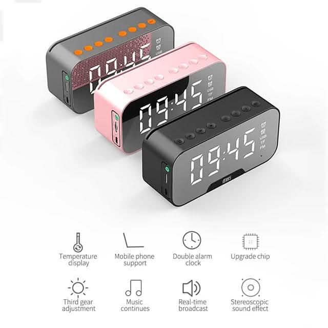Portable Bluetooth Speaker Mirror Alarm Clock Speakers - DailySale