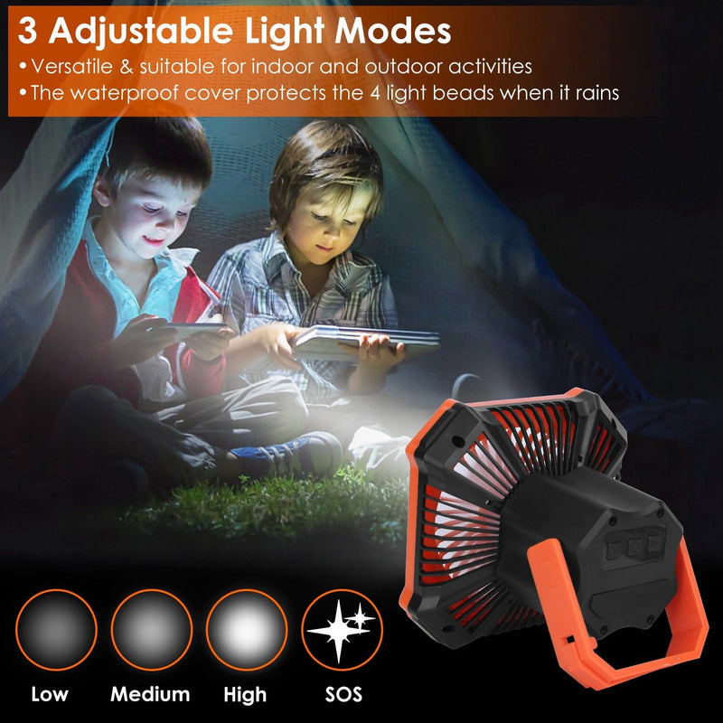 Portable Camping Lantern Fan 10000mAh Battery Powered with 4 Light Modes Sports & Outdoors - DailySale