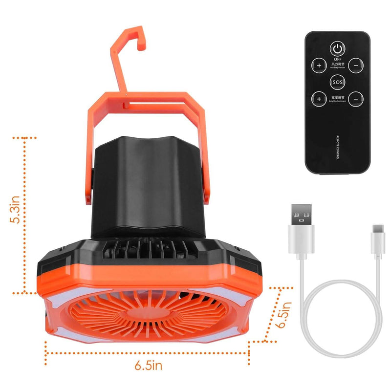 Portable Camping Lantern Fan 10000mAh Battery Powered with 4 Light Modes Sports & Outdoors - DailySale