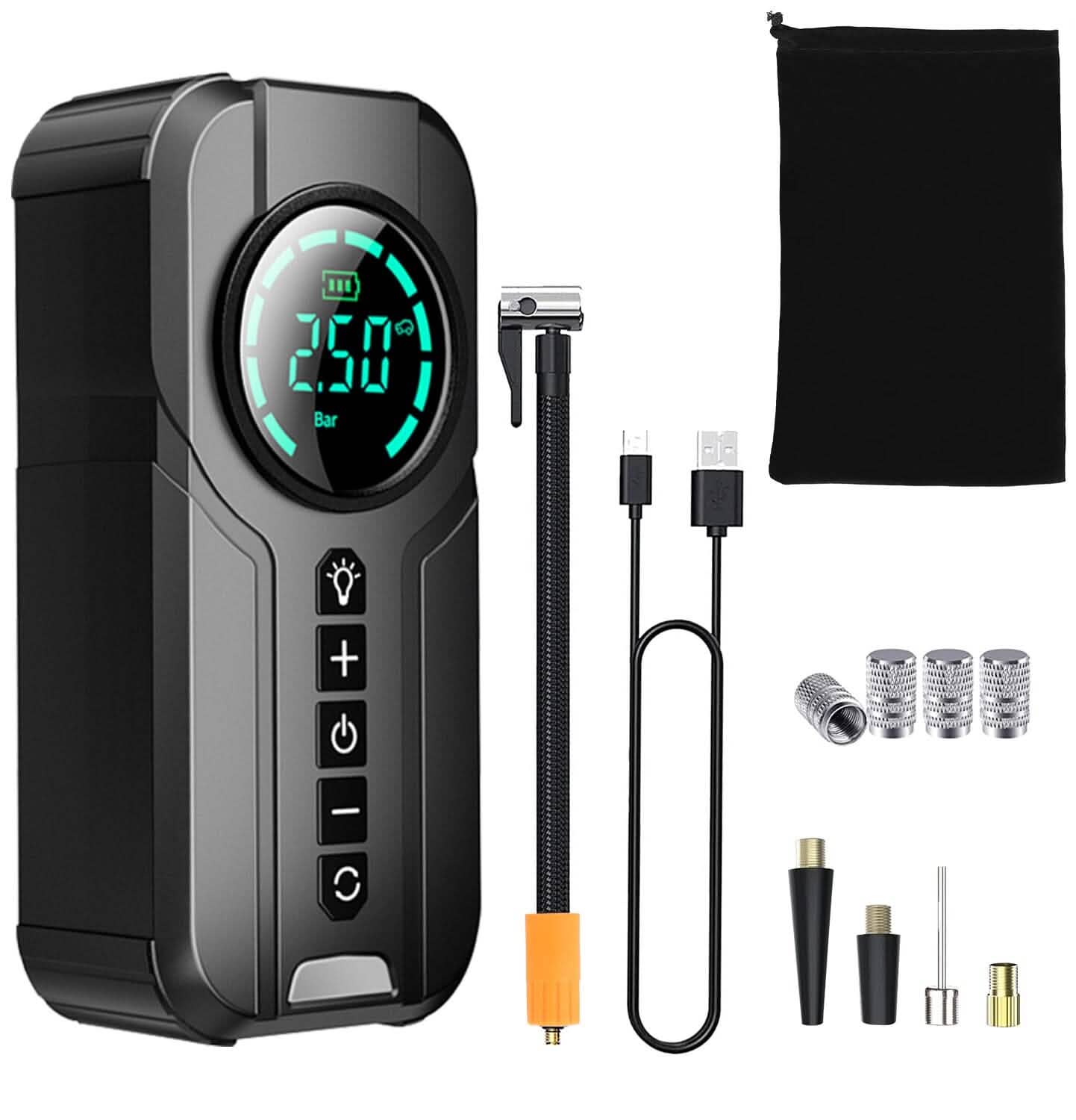 Portable Car Compressor Wireless Electric Air Pump 150 PSI with LED Light Automotive - DailySale