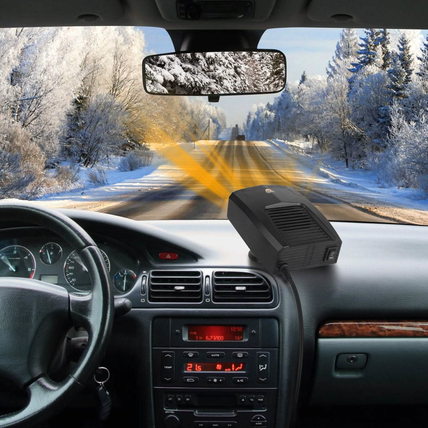 Portable Car Heater Heating Fan 2-in-1 Defroster Defogger Demister Windshield Heater Automotive - DailySale