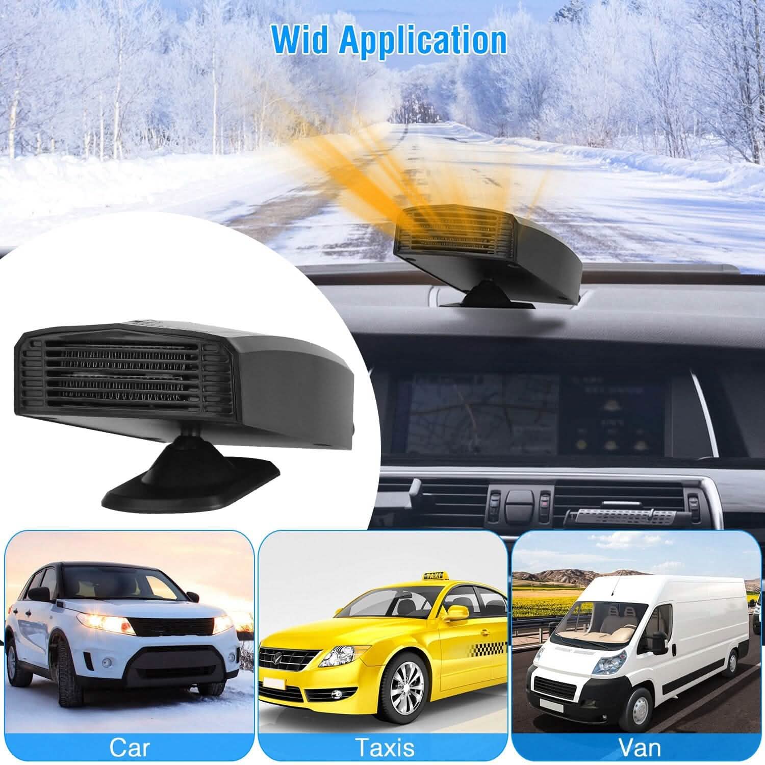 Portable Car Heater Heating Fan 2-in-1 Defroster Defogger Demister Windshield Heater Automotive - DailySale