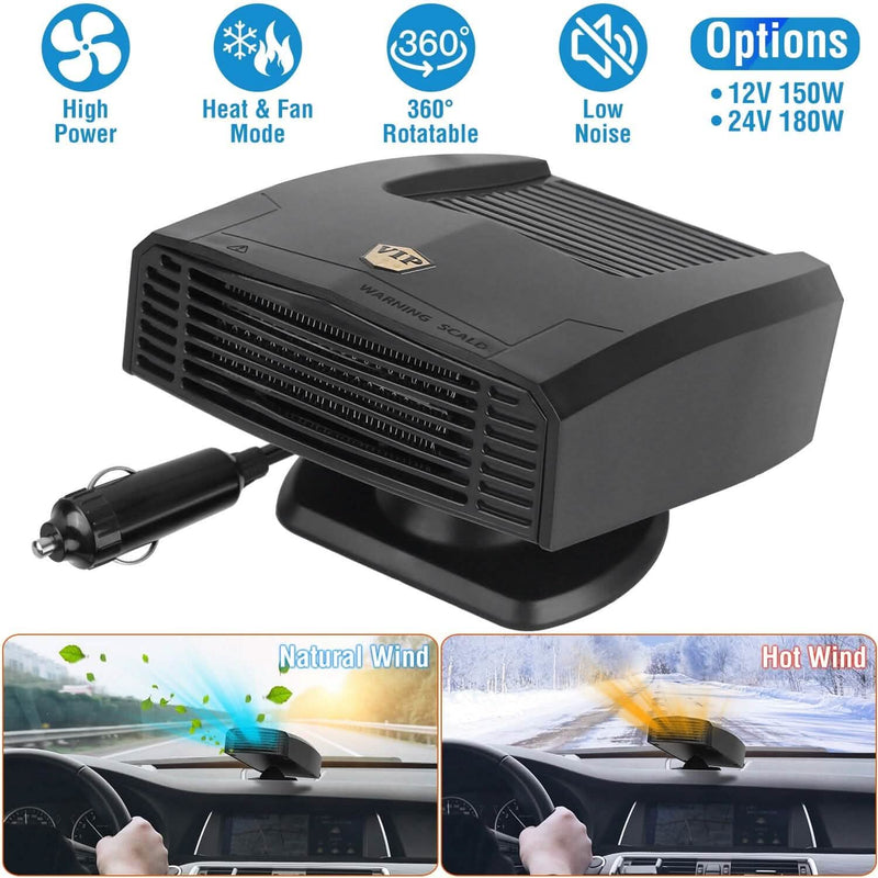 Portable Car Heater Heating Fan 2-in-1 Defroster Defogger Demister Windshield Heater Automotive - DailySale