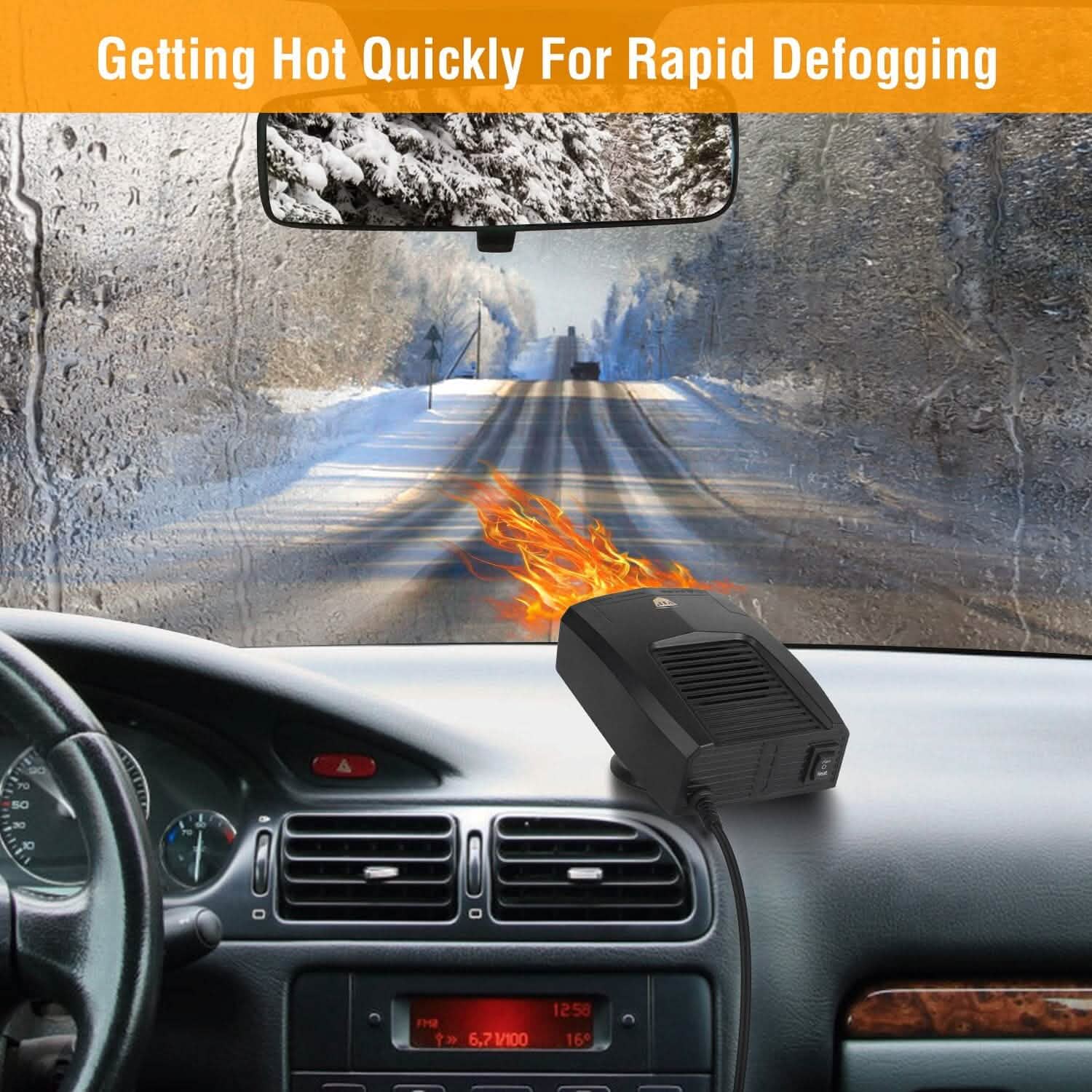 Portable Car Heater Heating Fan 2-in-1 Defroster Defogger Demister Windshield Heater in car