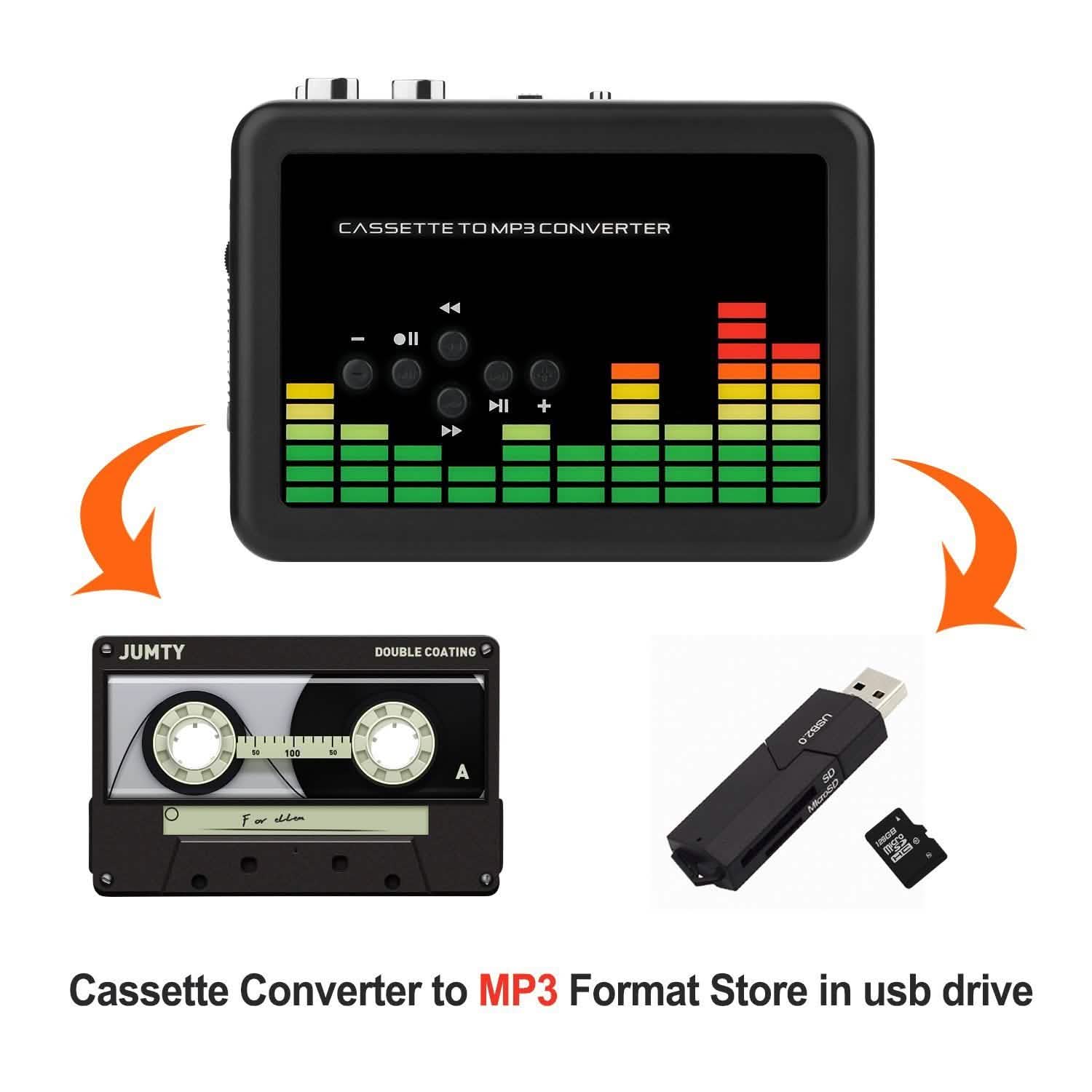 Portable Cassette Audio Music Player Tape-To-MP3 Converter Cassette Recorder Headphones & Audio - DailySale