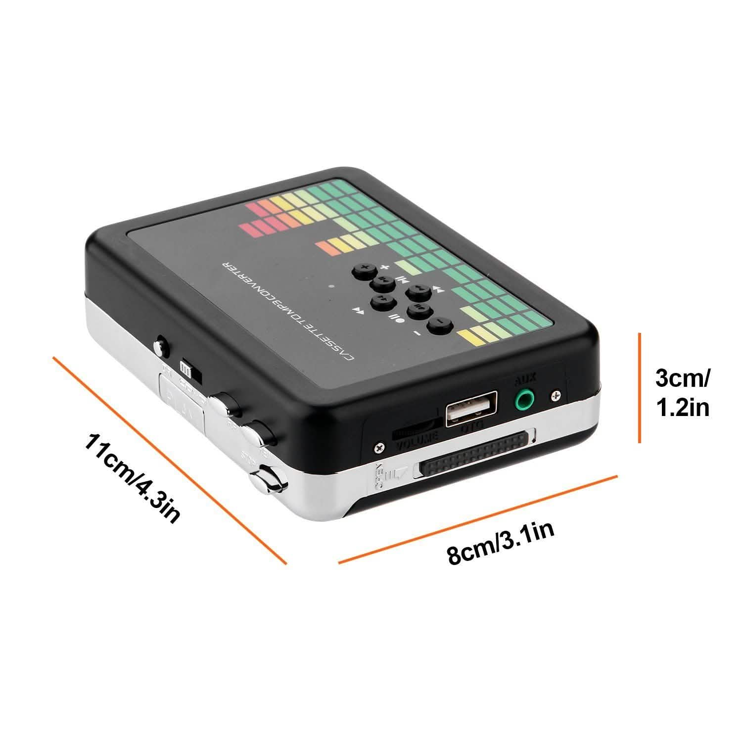 Portable Cassette Audio Music Player Tape-To-MP3 Converter Cassette Recorder Headphones & Audio - DailySale