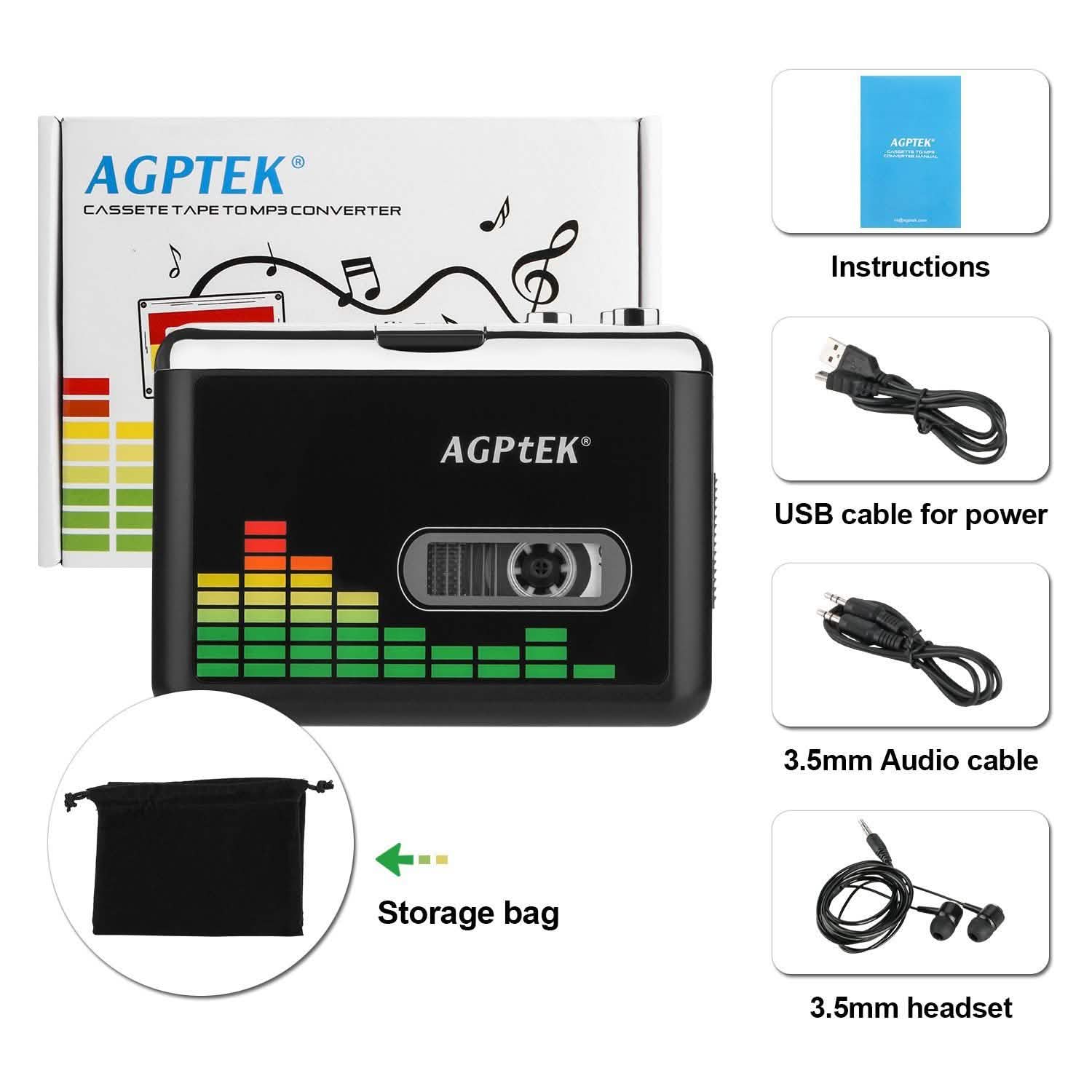 Portable Cassette Audio Music Player Tape-To-MP3 Converter Cassette Recorder Headphones & Audio - DailySale