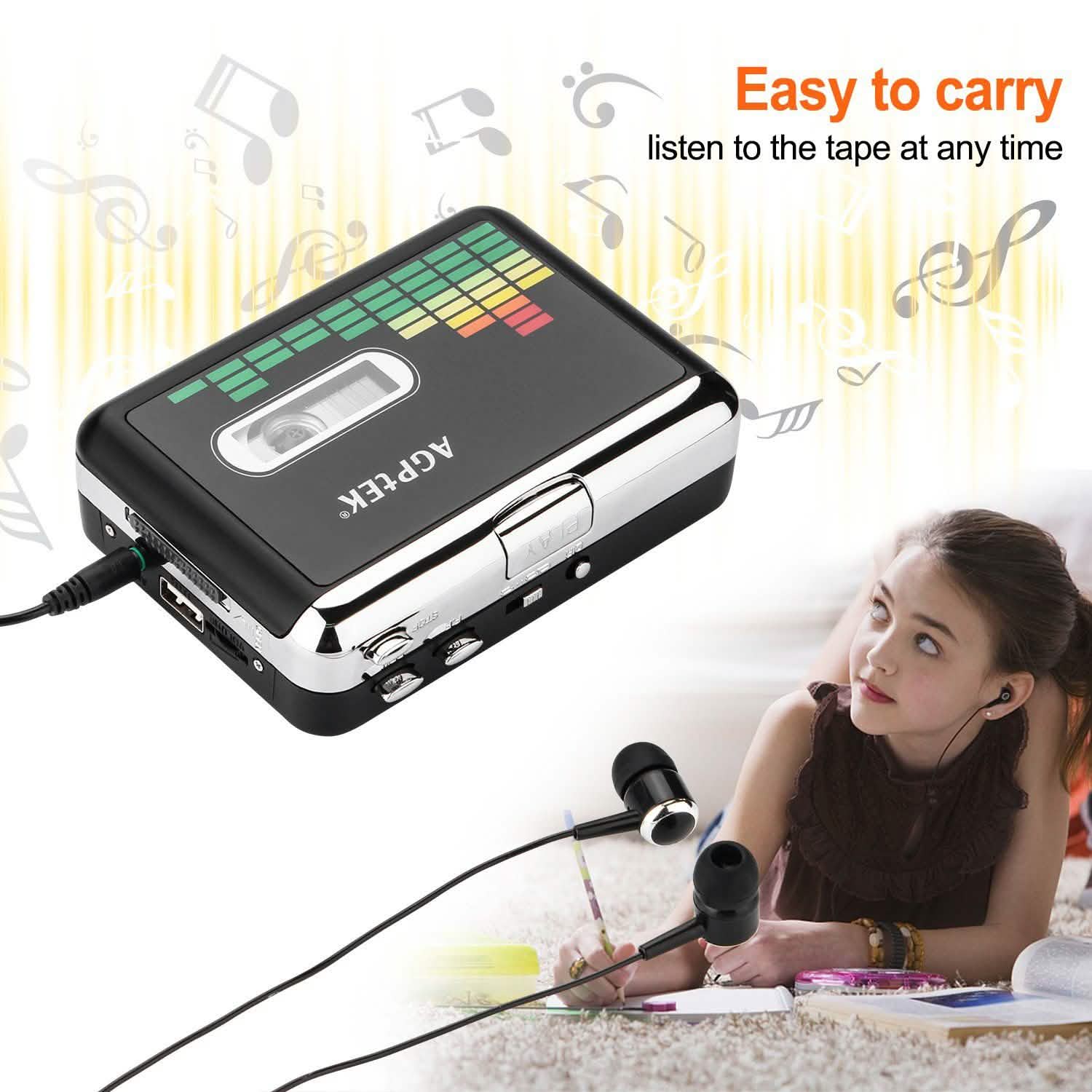 Portable Cassette Audio Music Player Tape-To-MP3 Converter Cassette Recorder Headphones & Audio - DailySale