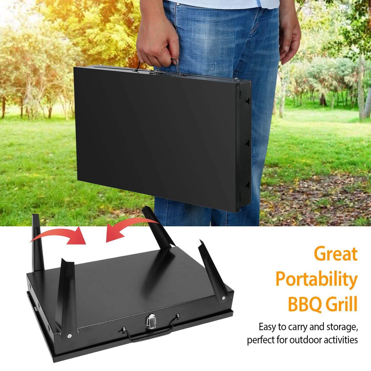 Portable Charcoal Grill Foldable BBQ Suitcase Garden & Patio - DailySale