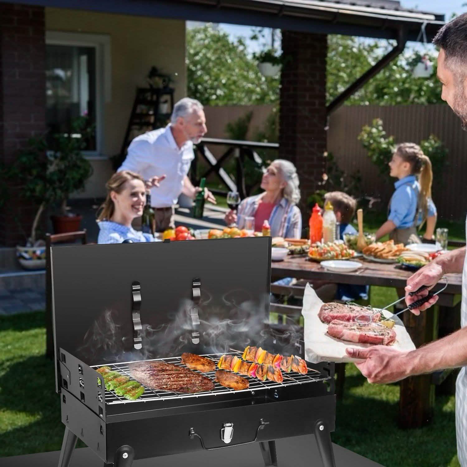 Portable Charcoal Grill Foldable BBQ Suitcase Garden & Patio - DailySale