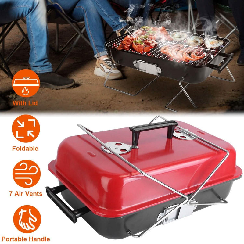 Portable Charcoal Tabletop Grill with Lid Kitchen Tools & Gadgets - DailySale