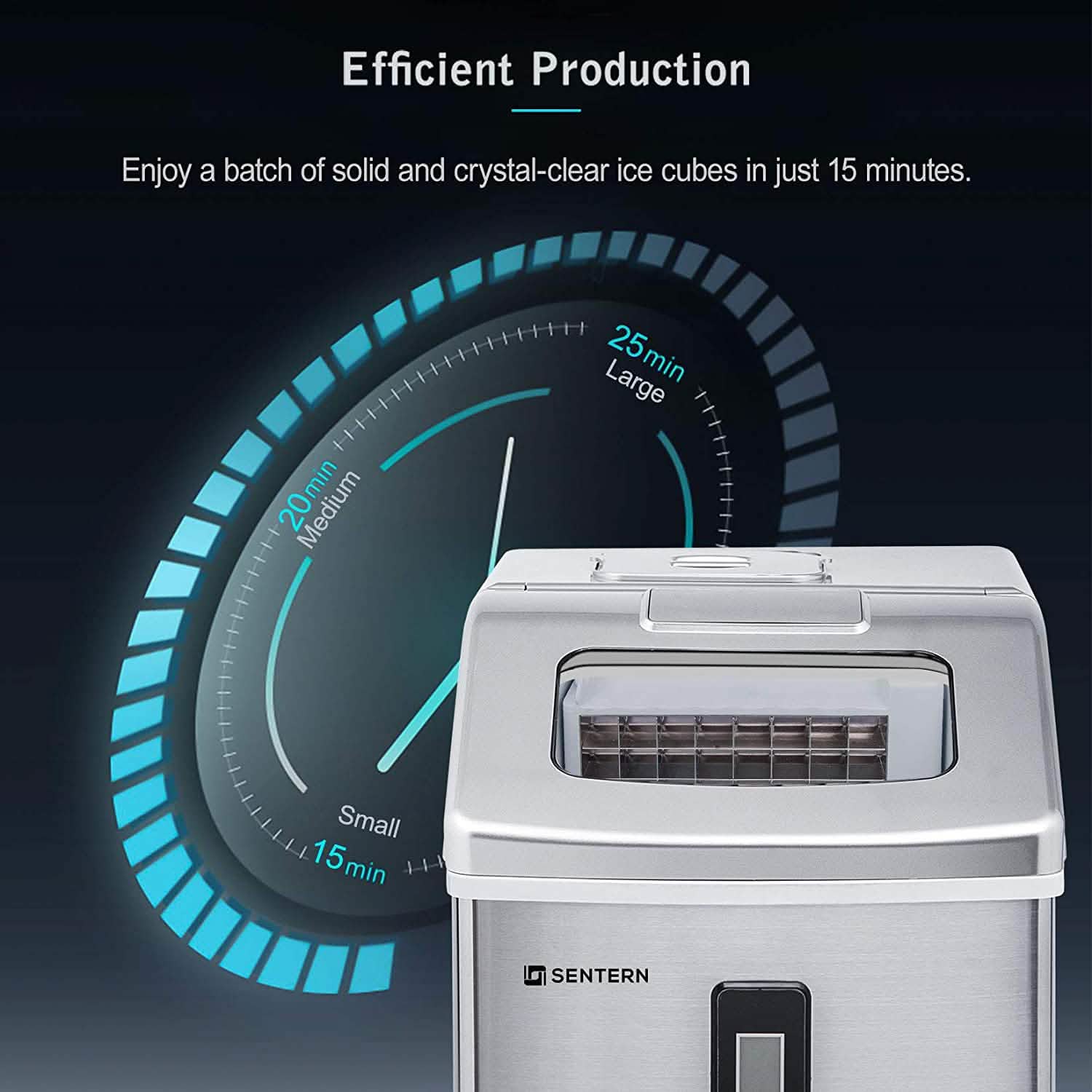 Portable Countertop Clear Ice Maker Stainless Steel Ice Maker Kitchen Appliances - DailySale