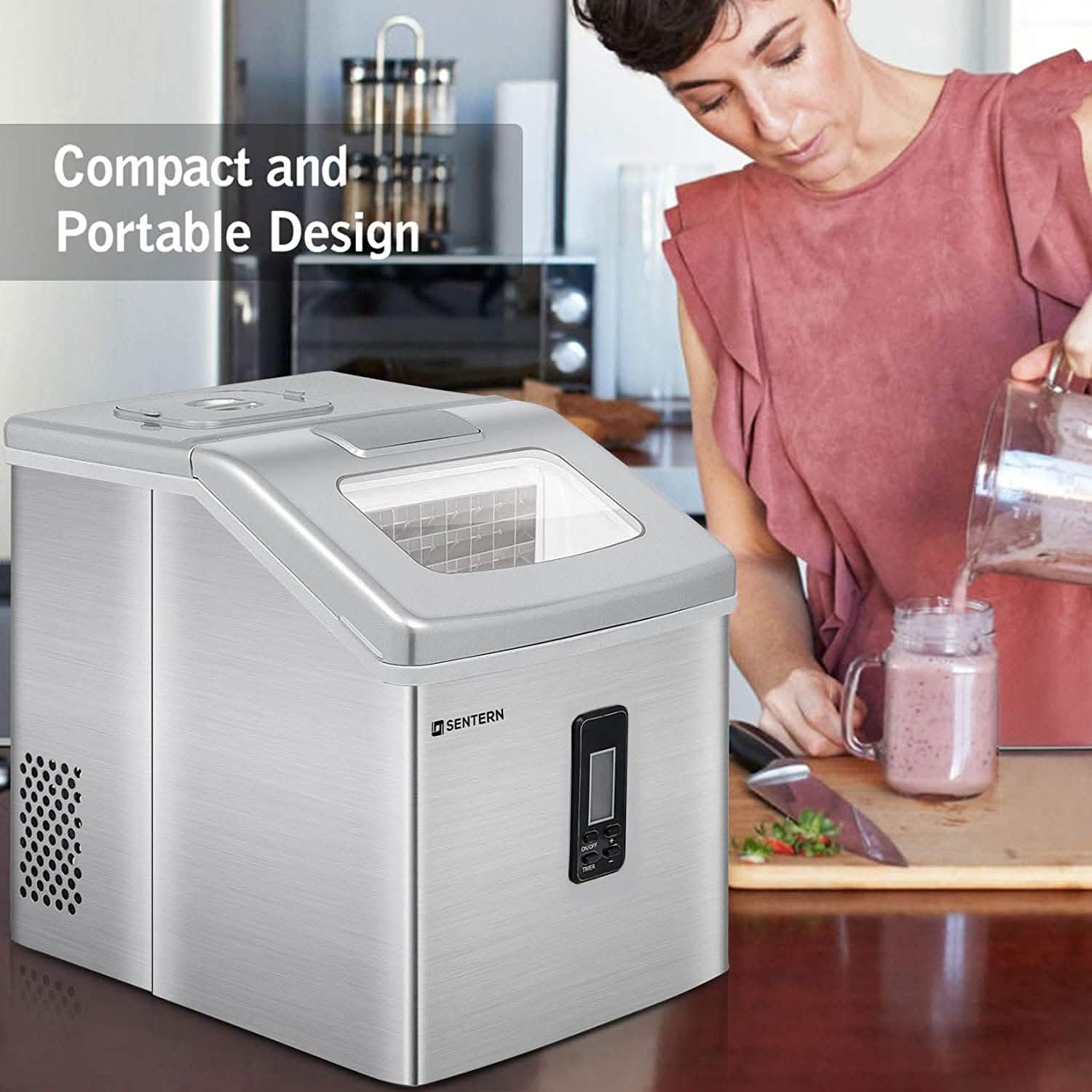 Portable Countertop Clear Ice Maker Stainless Steel Ice Maker Kitchen Appliances - DailySale