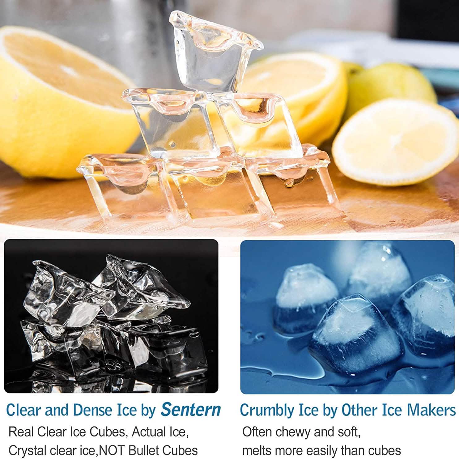 Portable Countertop Clear Ice Maker Stainless Steel Ice Maker Kitchen Appliances - DailySale