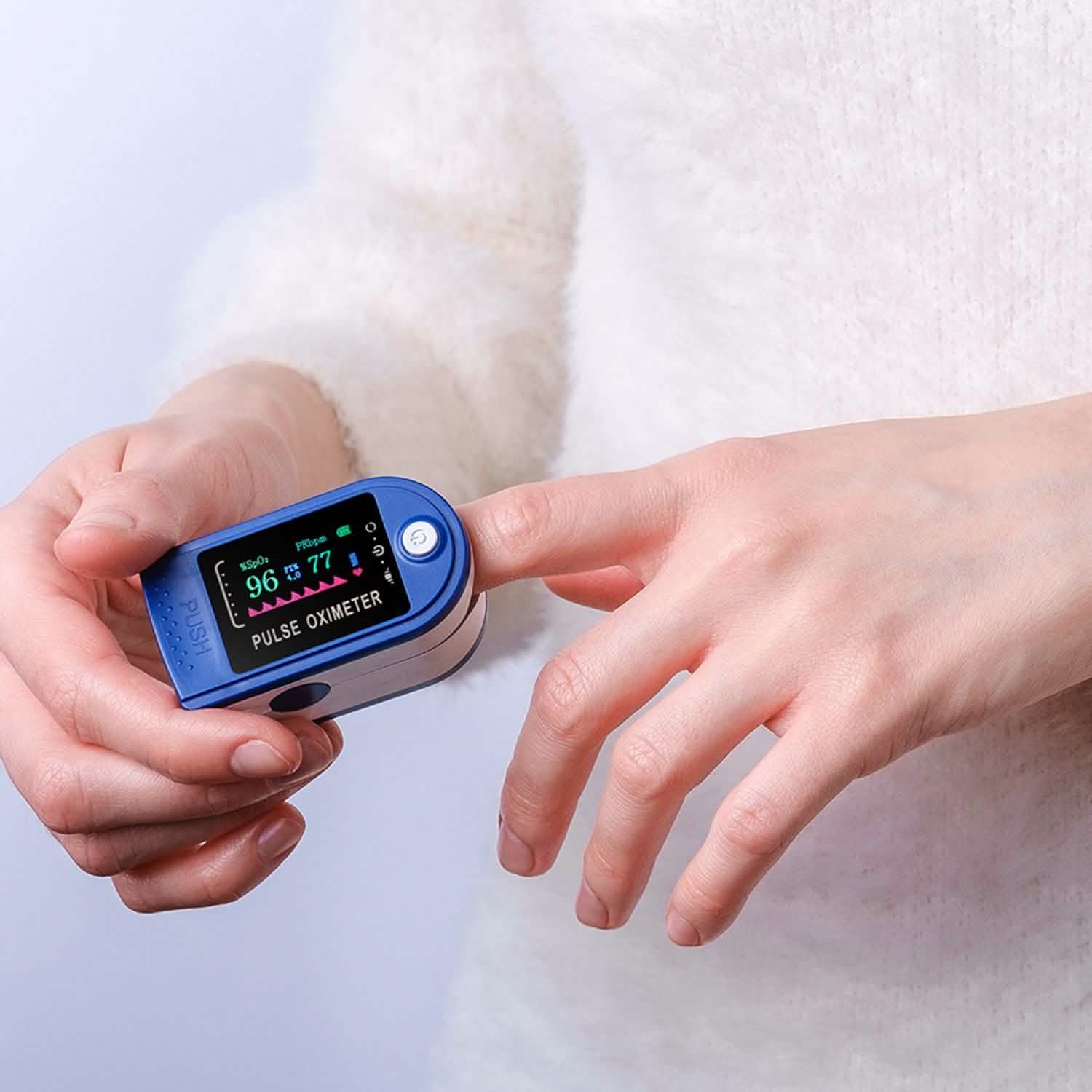 Portable Fingertip Pulse Oxygen Sugar Blood Oximeter Monitor Wellness - DailySale