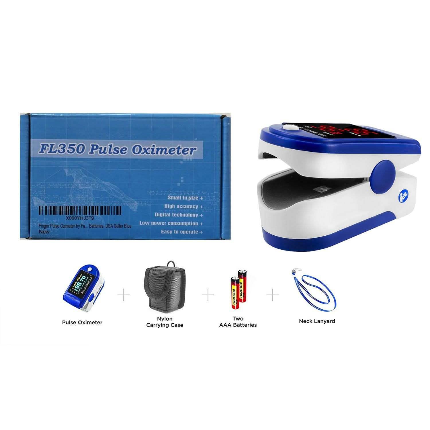 Portable Fingertip Pulse Oxygen Sugar Blood Oximeter Monitor Wellness - DailySale