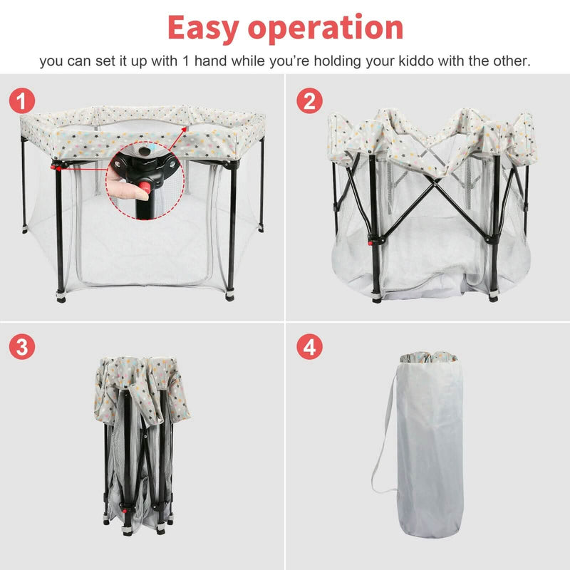 Portable Folding Playard for Babies, Toddler Indoor & Outdoor Play Baby - DailySale