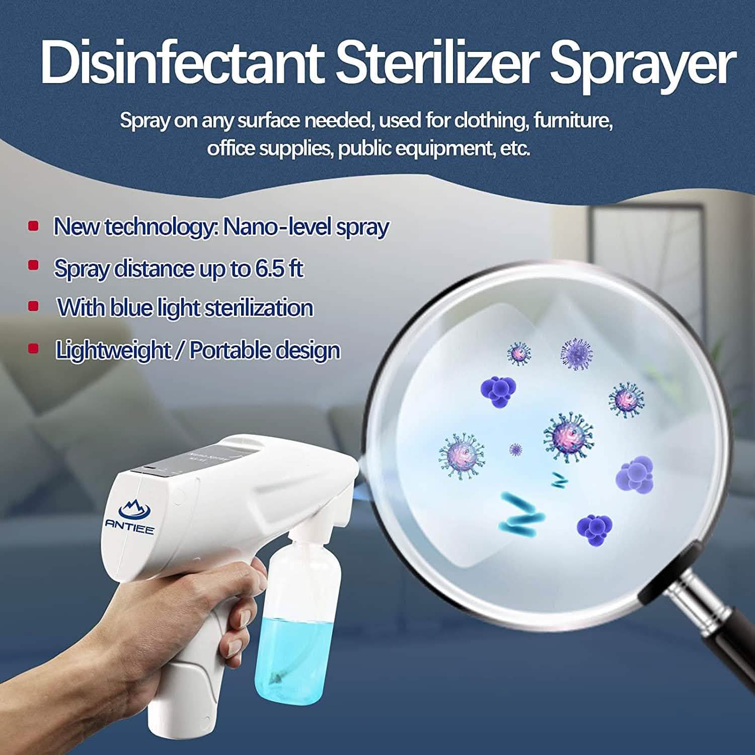 Portable Handheld Sprayer with Blue Light Face Masks & PPE - DailySale