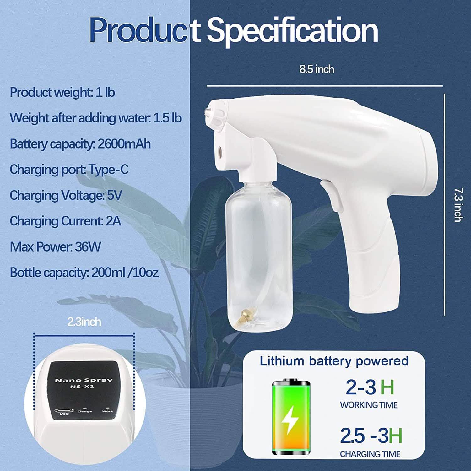 Portable Handheld Sprayer with Blue Light Face Masks & PPE - DailySale