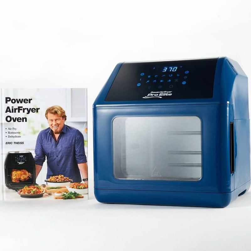 Front angled view of blue Power Air Fryer 10-in-1 Pro Elite Oven 6-qt (Refurbished)