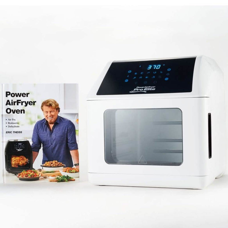 Front angled view of white Power Air Fryer 10-in-1 Pro Elite Oven 6-qt (Refurbished)