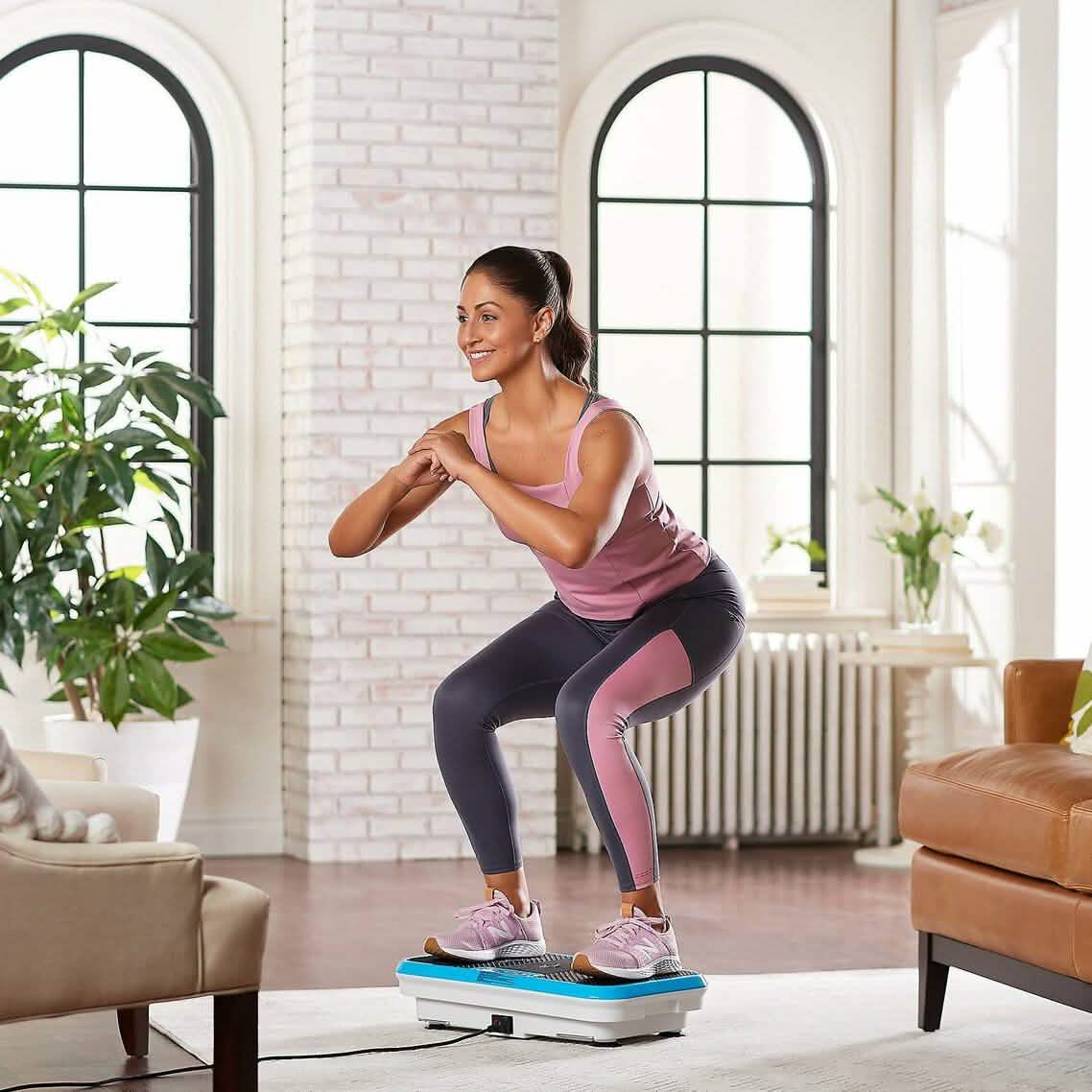 PowerFit Elite Vibration Platform with Exercise Bands and Mat Fitness - DailySale