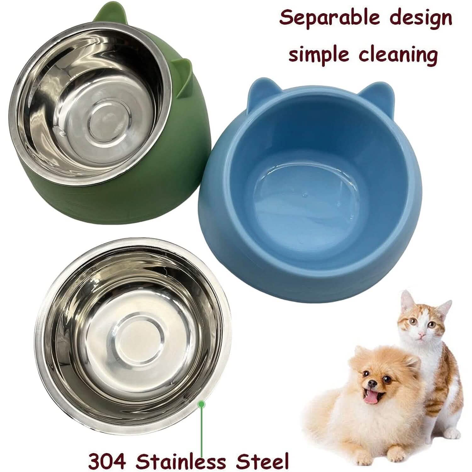 Premium Stainless Steel Cat & Dog Bowls - Non Slip Base for Food & Water Pet Supplies - DailySale