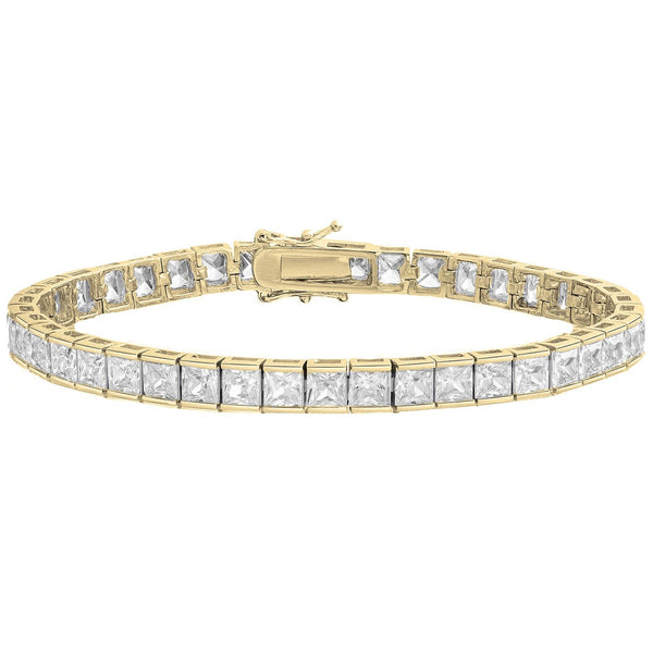 Princess Cut Crystal Tennis Bracelet Bracelets Gold - DailySale