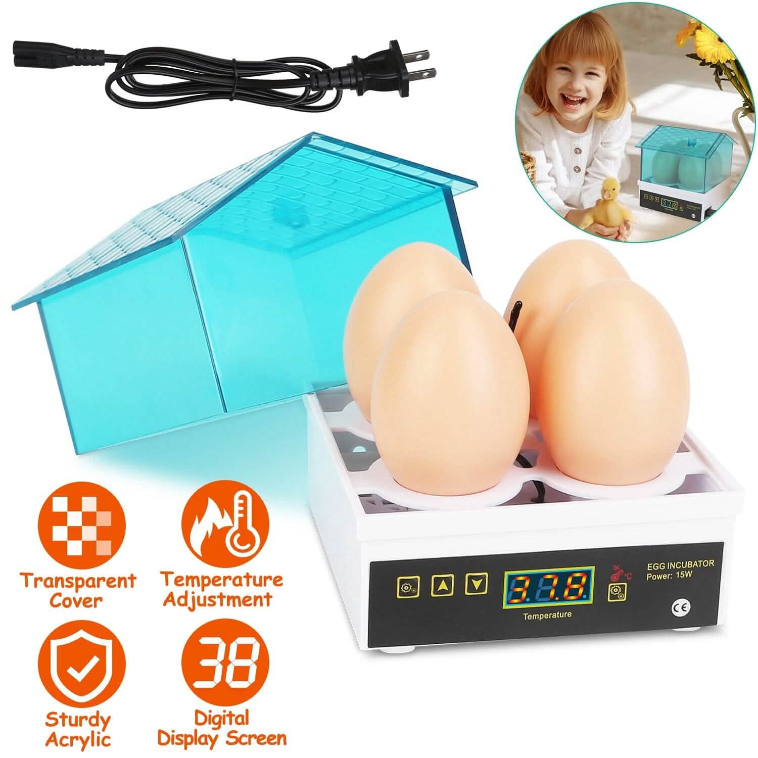 Professional Poultry Hatcher with Digital Display Automatic Temperature Humidity Kitchen Appliances - DailySale