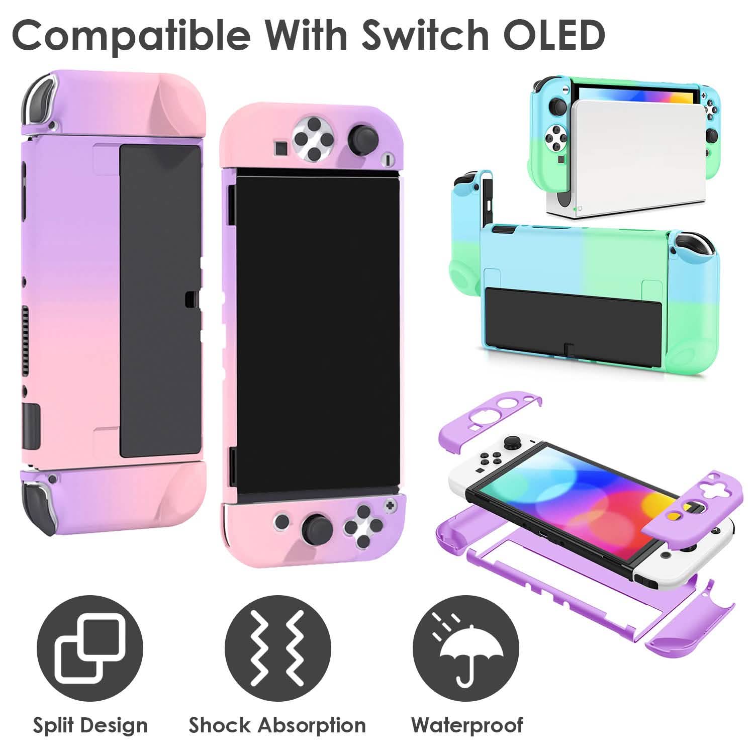 Protective Shell Cover Hard Dockable Case Fit for Nintendo Switch OLED Video Games & Consoles - DailySale