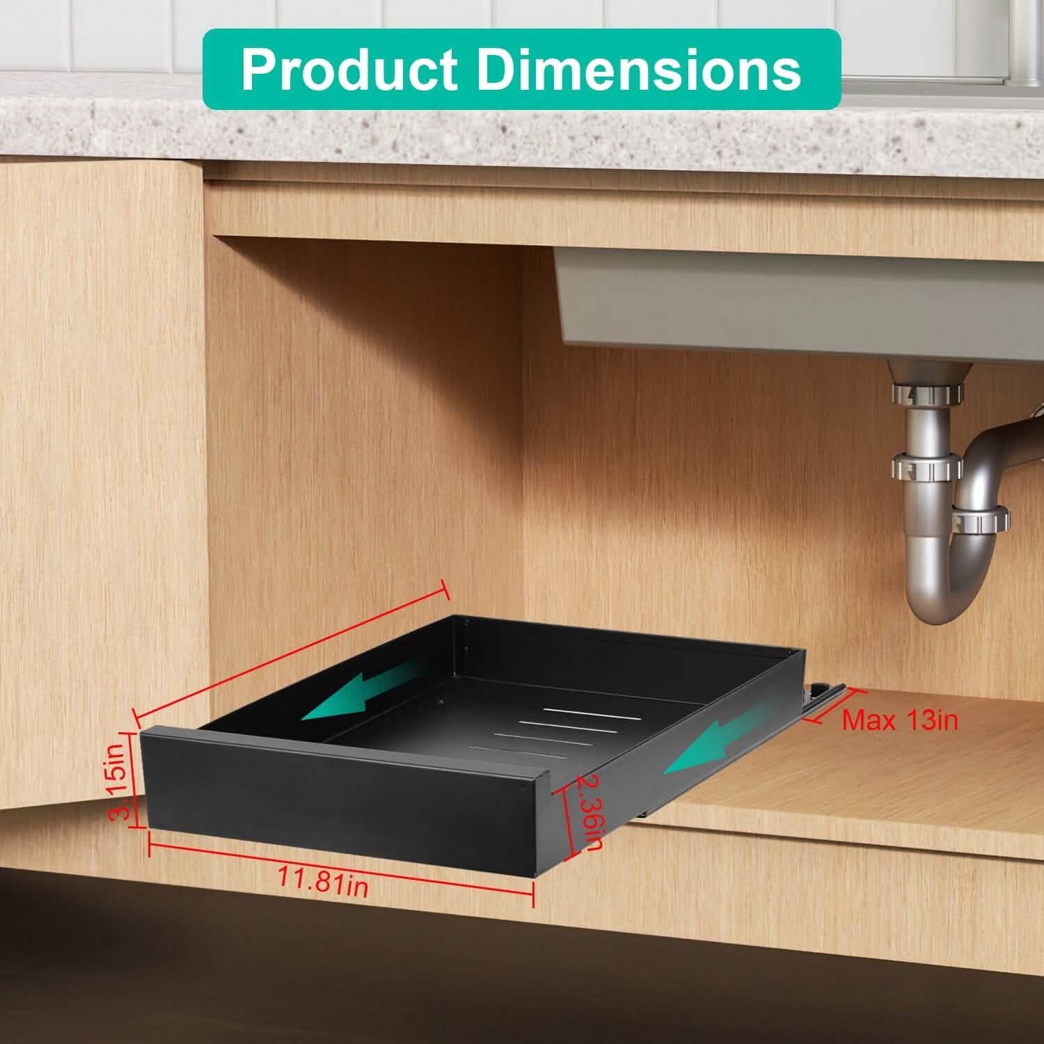 Pull Out Cabinet Organizer Carbon Steel Quiet Slide Rails Kitchen Storage - DailySale