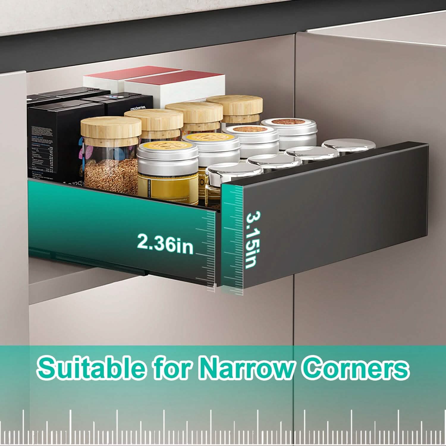 Pull Out Cabinet Organizer Carbon Steel Quiet Slide Rails Kitchen Storage - DailySale