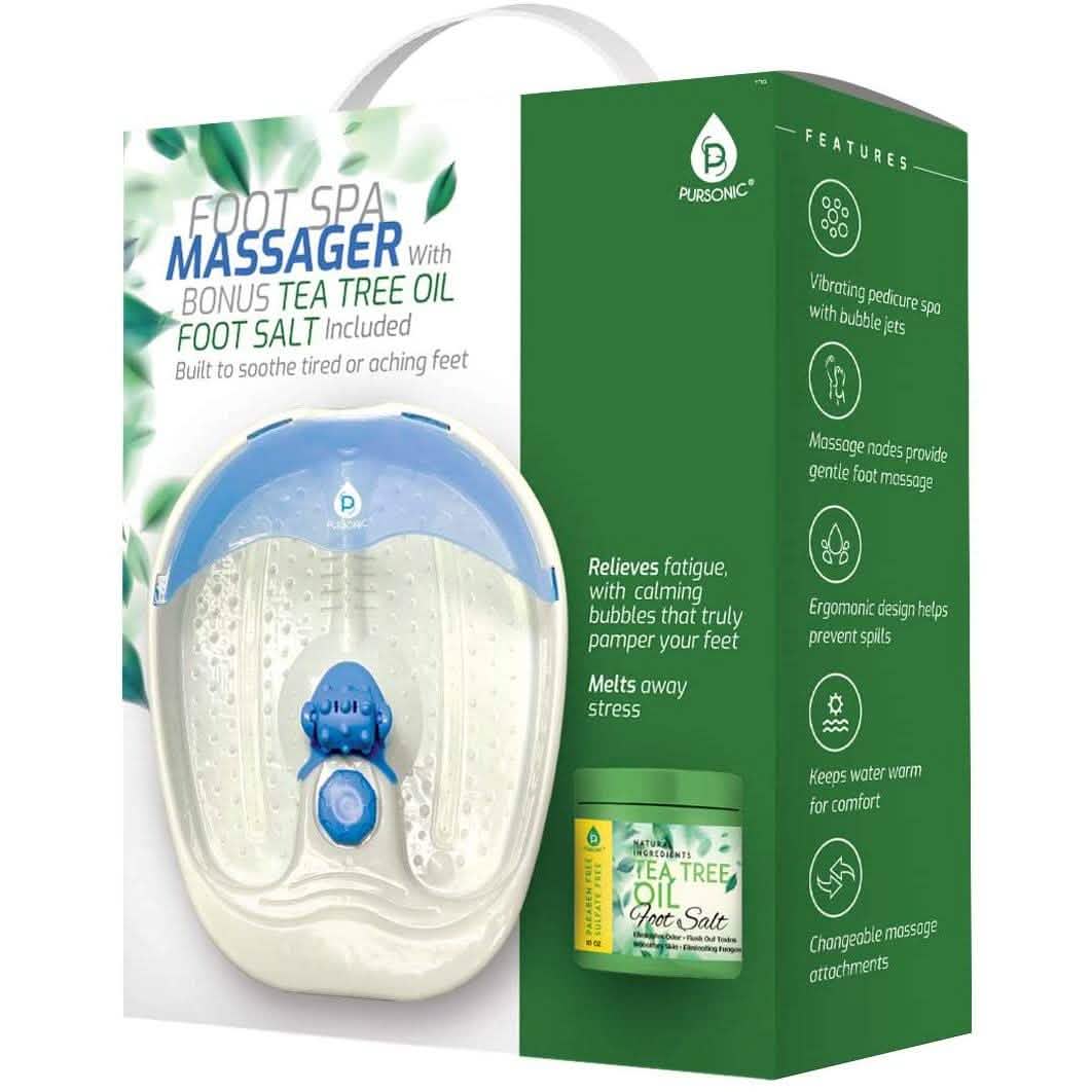 Pursonic Foot Spa Massager with Vibrating Bubbles & Tea Tree Oil Foot Salt Scrub with Epsom Salt Beauty & Personal Care - DailySale